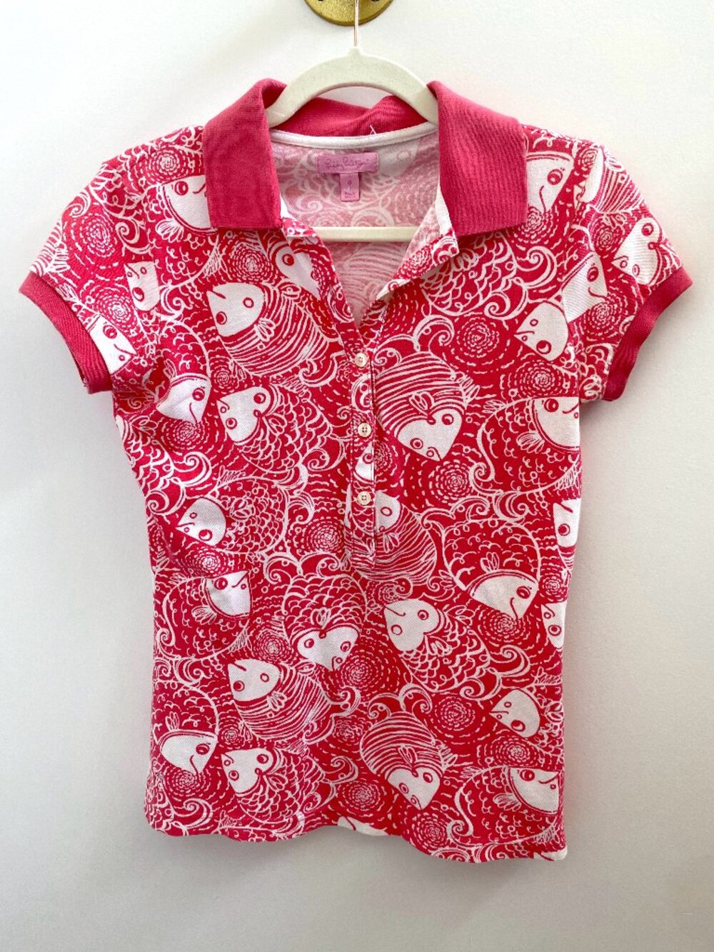 Lilly Pulitzer Coral Fish Print Short Sleeve Polo - XSmall